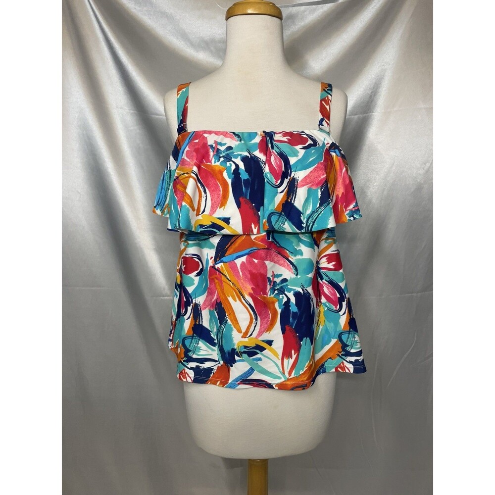 Catalina Size XL 16W Girls Ruffle Lined Wireless Pull On Stretch Tankini 8J